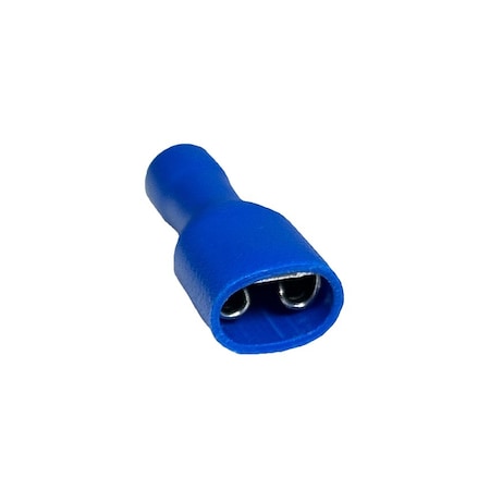 Fully Insulated Quick Connect Terminals, Female, PVC, 14-16 AWG, Blue, 100 Pcs